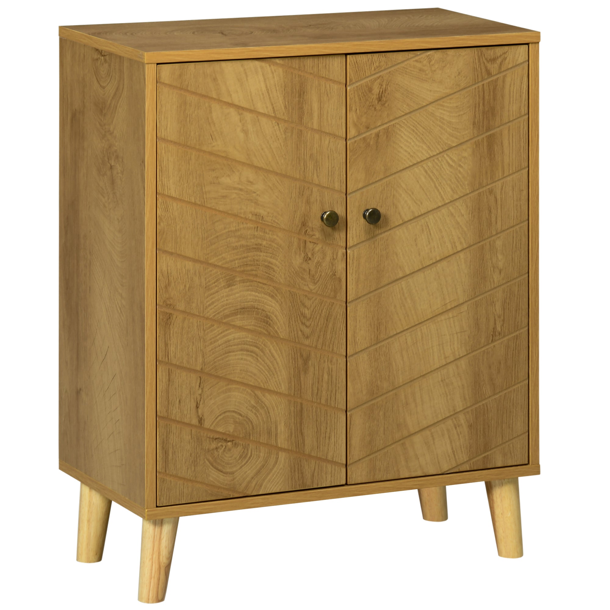 Sideboard for Living Room Multipurpose Vintage Style Kitchen Sideboard with 2 Internal Shelves, Particleboard, 60x30x76cm, Wood Color