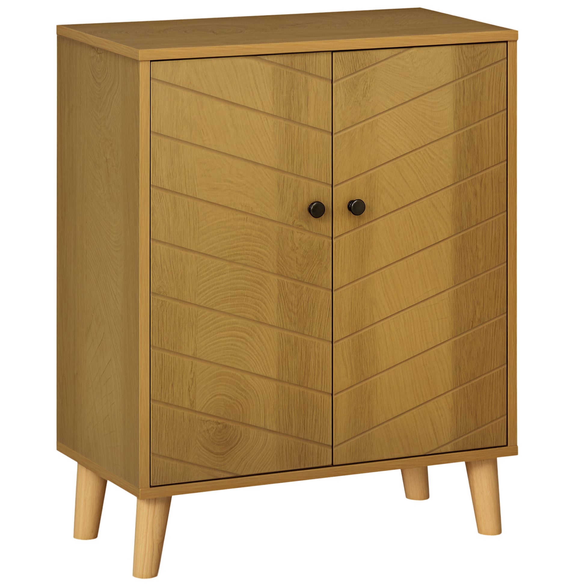 Sideboard for Living Room Multipurpose Vintage Style Kitchen Sideboard with 2 Internal Shelves, Particleboard, 60x30x76cm, Wood Color