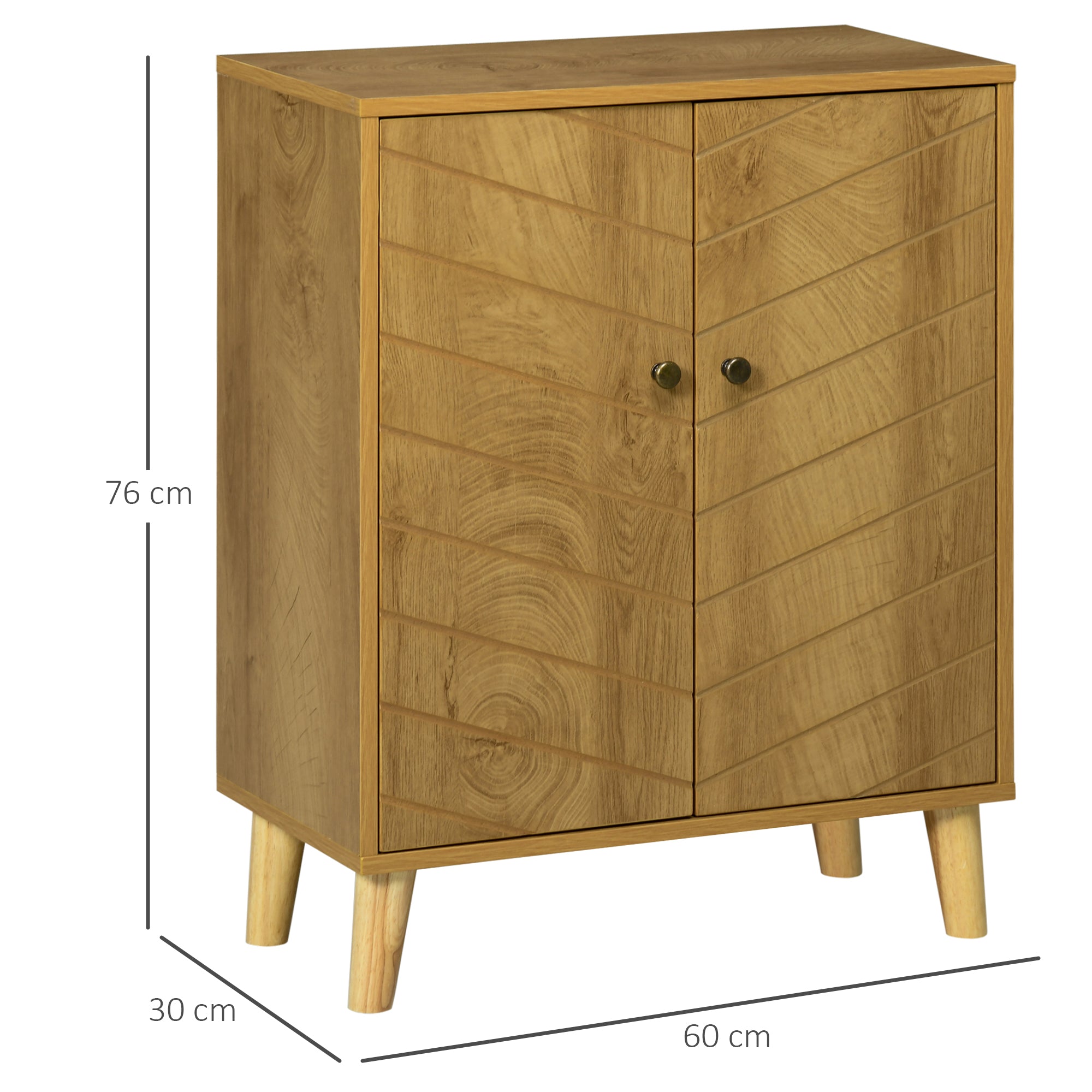 Sideboard for Living Room Multipurpose Vintage Style Kitchen Sideboard with 2 Internal Shelves, Particleboard, 60x30x76cm, Wood Color