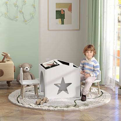 Set 1 Table and 2 Chairs 3-piece for Kids with Slate, Pine Legs, for 3-8 years, White