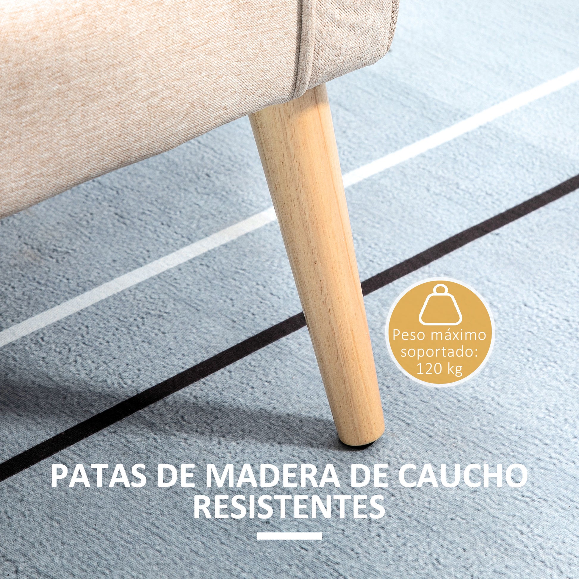Storage Bench Upholstered in Linen with Flip Top and Wooden Legs for Bedroom Living Room Entryway Load 120 kg 120x45x54 cm Beige