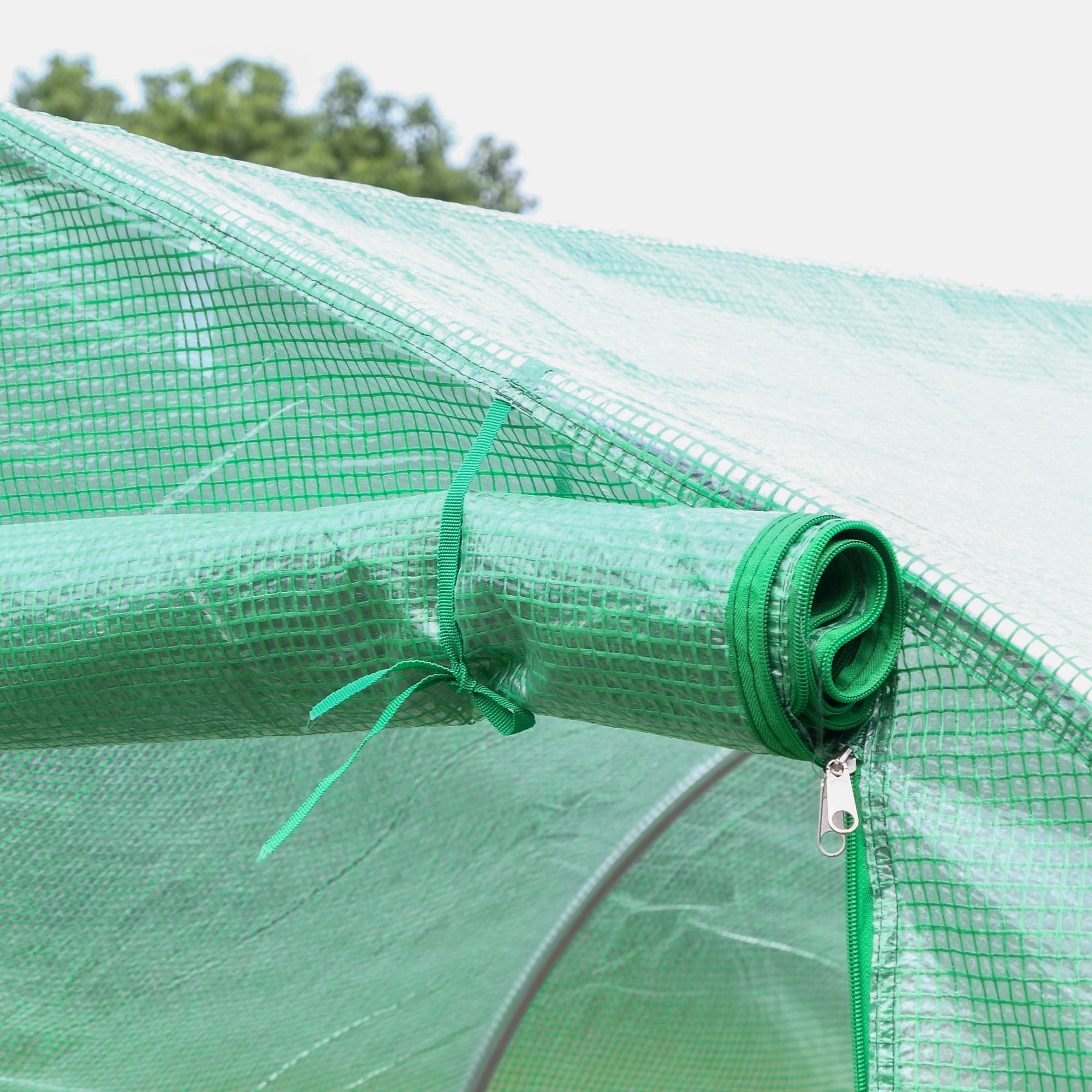 Garden Greenhouse 4x2x2 m Tunnel Greenhouse with 6 Breathable Windows and Roll-Up Zipper Door for Growing Plants Vegetables Green