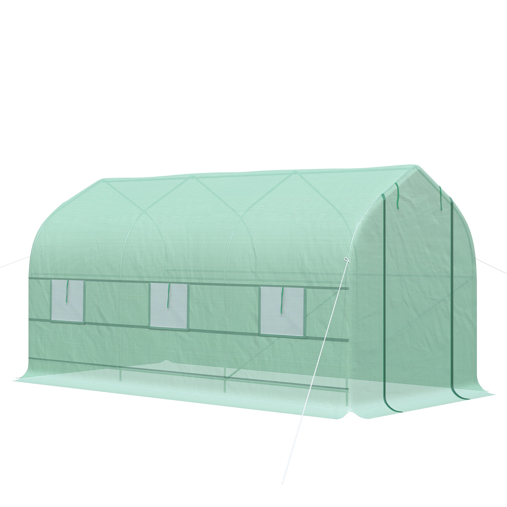 Garden Greenhouse 4x2x2 m Tunnel Greenhouse with 6 Breathable Windows and Roll-Up Zipper Door for Growing Plants Vegetables Green