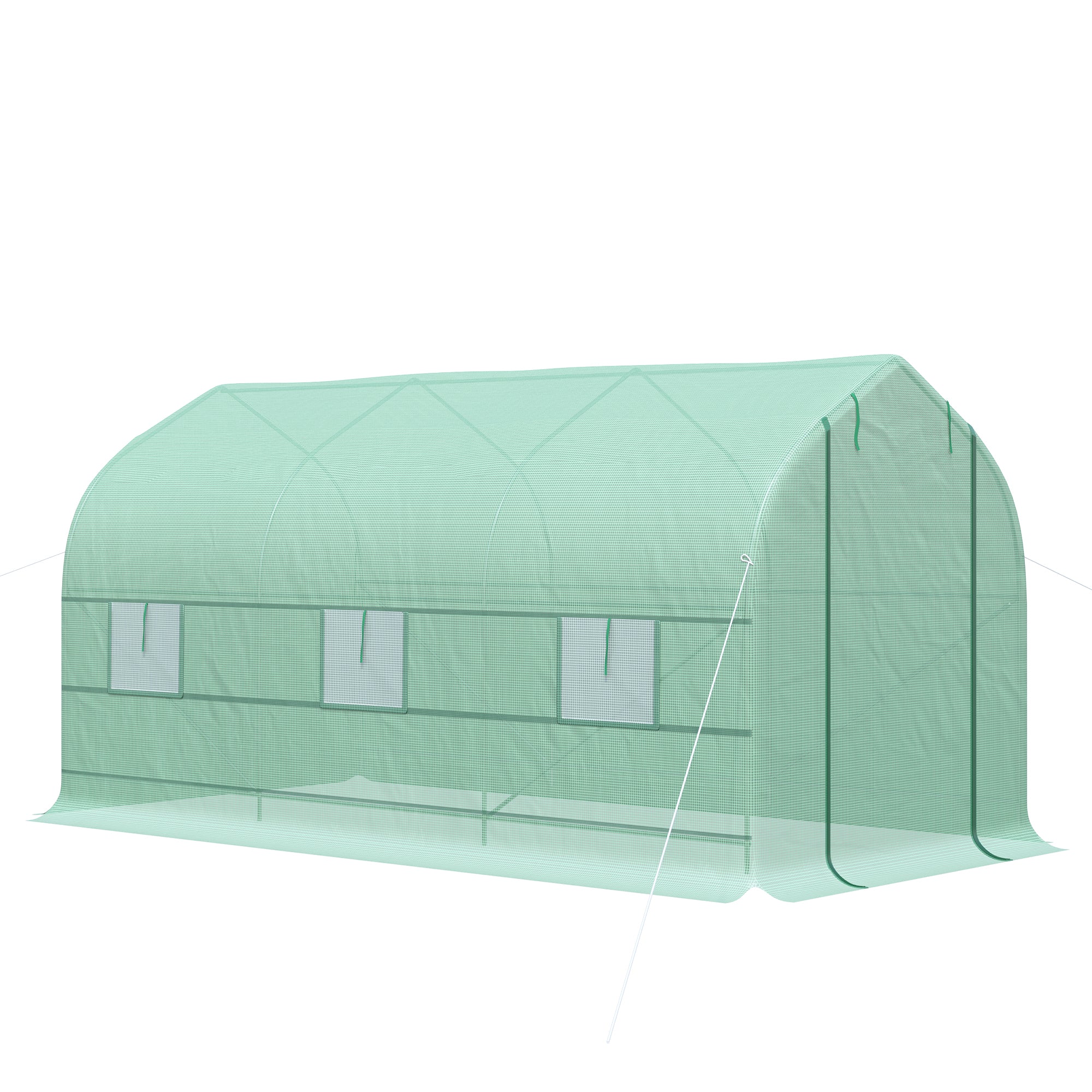 Garden Greenhouse 4x2x2 m Tunnel Greenhouse with 6 Breathable Windows and Roll-Up Zipper Door for Growing Plants Vegetables Green