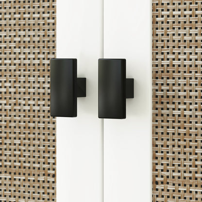 Bathroom Sink Cabinet with Pedestal Stand with 2 PE Rattan Doors 2 Shelves and Anti-overturn System for Bathroom 60x30x60 cm White