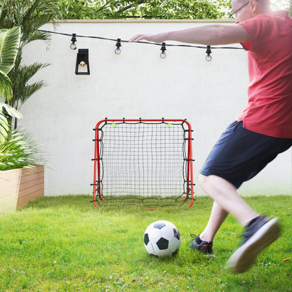 Rebounder for Soccer, Adjustable Bounce Back Wall with 5 Angle Positions and Rebound Net, 100 x 95cm Kickback Goal Soccer Goal for Teens, Rebound Wall for Handball Training, Red