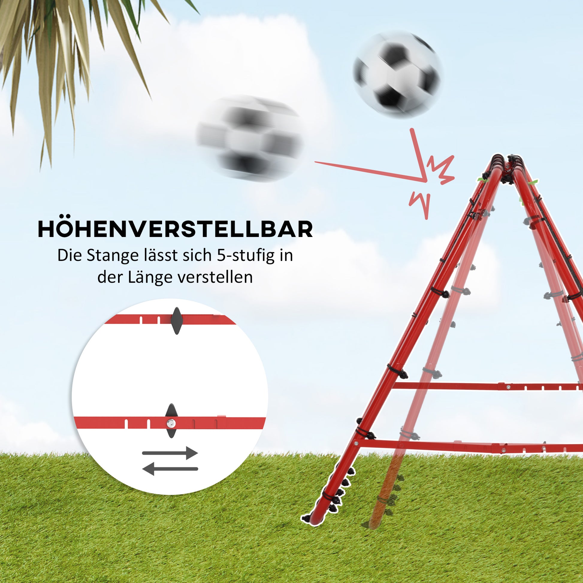 Rebounder for Soccer, Adjustable Bounce Back Wall with 5 Angle Positions and Rebound Net, 100 x 95cm Kickback Goal Soccer Goal for Teens, Rebound Wall for Handball Training, Red