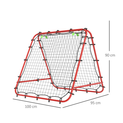 Rebounder for Soccer, Adjustable Bounce Back Wall with 5 Angle Positions and Rebound Net, 100 x 95cm Kickback Goal Soccer Goal for Teens, Rebound Wall for Handball Training, Red