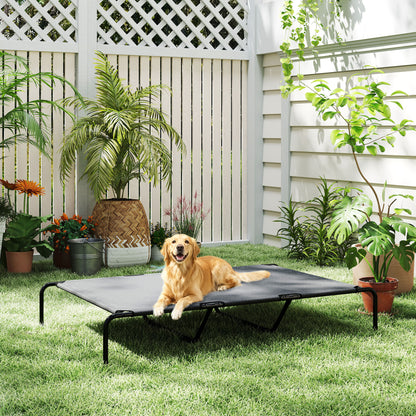 Elevated Outdoor Dog Bed for Large Dogs – Cooling Washable Mesh with Steel Frame, Outdoor Pet Cot for Camping, 60 x 37 x 9 in (152 x 94 x 23 cm), Gray