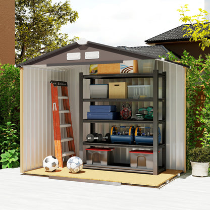 Metal Storage Shed 2.5m² - Storage Shed with Foundation - Lockable Door - Dimensions 213L x 130W x 185H cm - Brown Steel Sheet