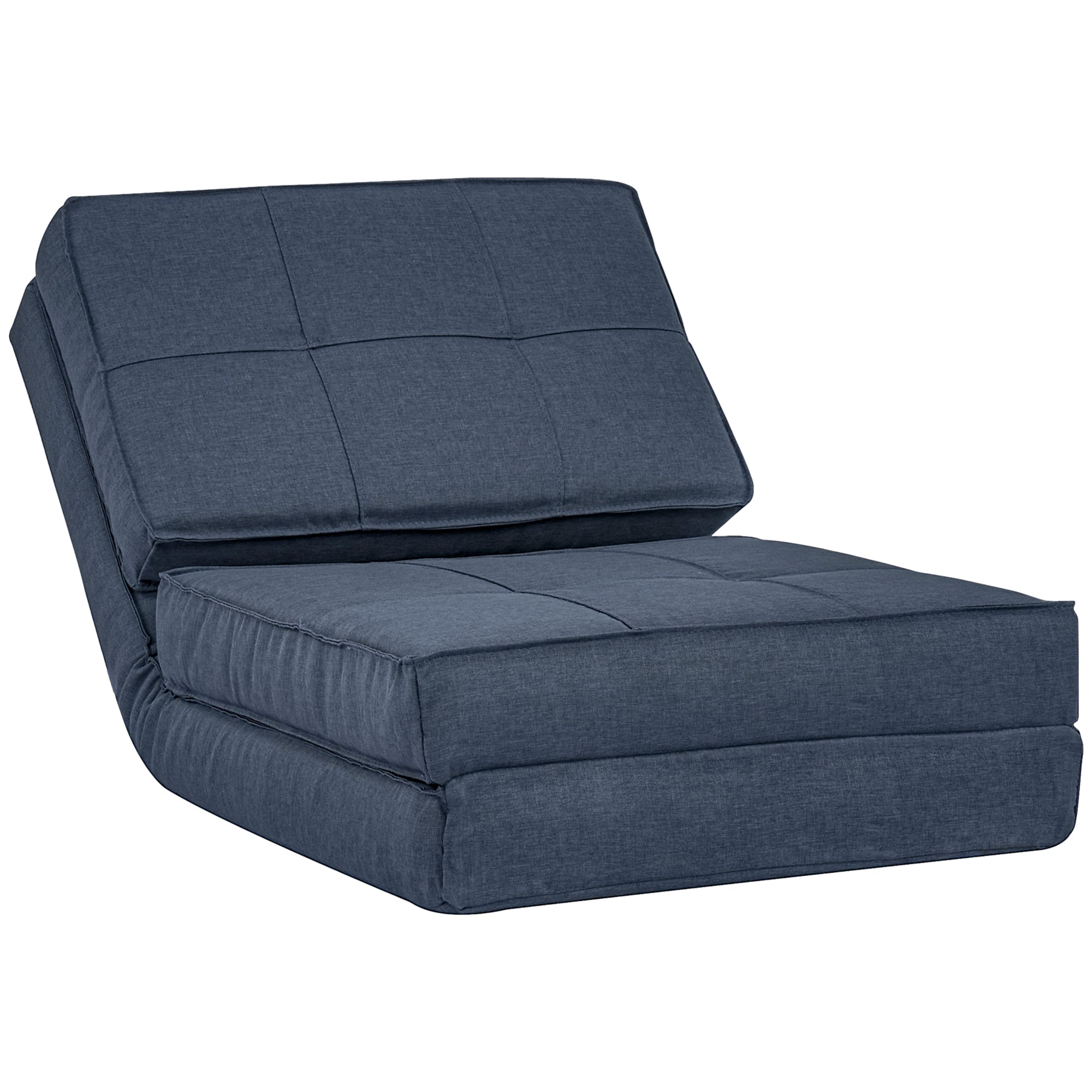 Floor Sofa Folding Reclining Chair Floor Seat 5-Position Adjustable Folding Chair Sofa Bed Single Sofa Blue 61 x 73 x 58 cm
