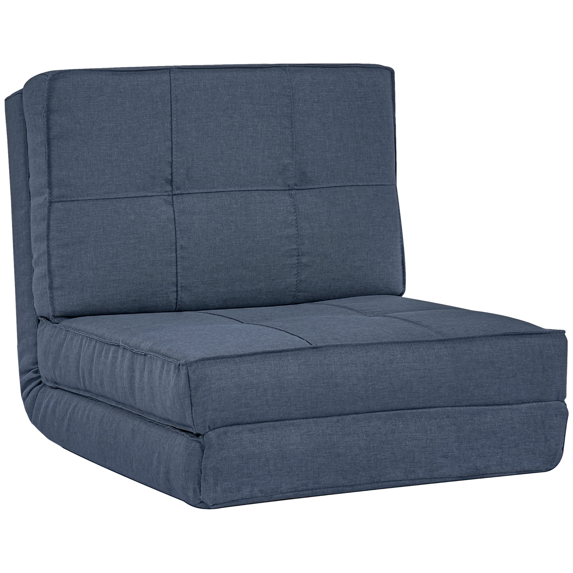 Floor Sofa Folding Reclining Chair Floor Seat 5-Position Adjustable Folding Chair Sofa Bed Single Sofa Blue 61 x 73 x 58 cm