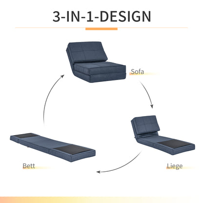 Floor Sofa Folding Reclining Chair Floor Seat 5-Position Adjustable Folding Chair Sofa Bed Single Sofa Blue 61 x 73 x 58 cm