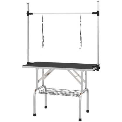 Dog Grooming Table Trimming Table with Lower Basket Pet Grooming Table Dog Grooming Table Dog Groomer Table Shearing Table for Dogs Cats up to 100kg Black