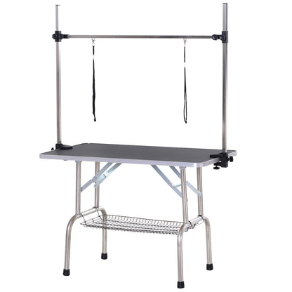 Dog Grooming Table Trimming Table with Lower Basket Pet Grooming Table Dog Grooming Table Dog Groomer Table Shearing Table for Dogs Cats up to 100kg Black