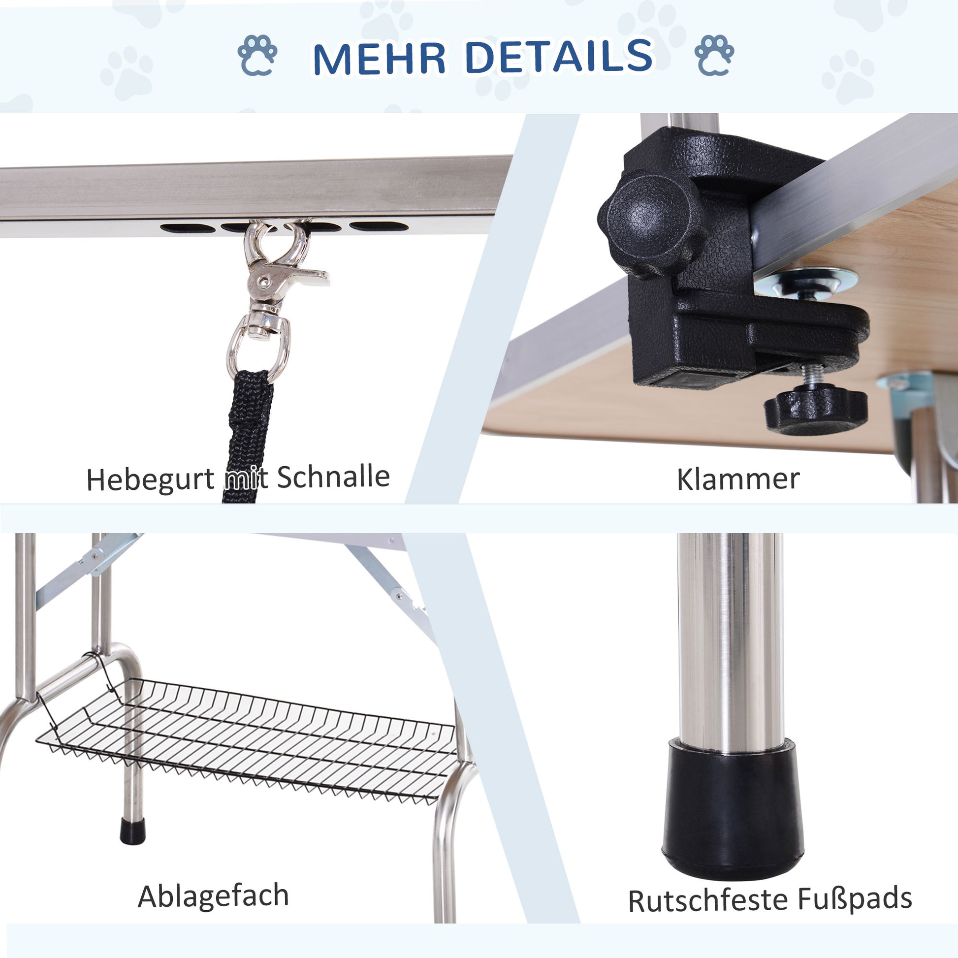 Dog Grooming Table Trimming Table with Lower Basket Pet Grooming Table Dog Grooming Table Dog Groomer Table Shearing Table for Dogs Cats up to 100kg Black