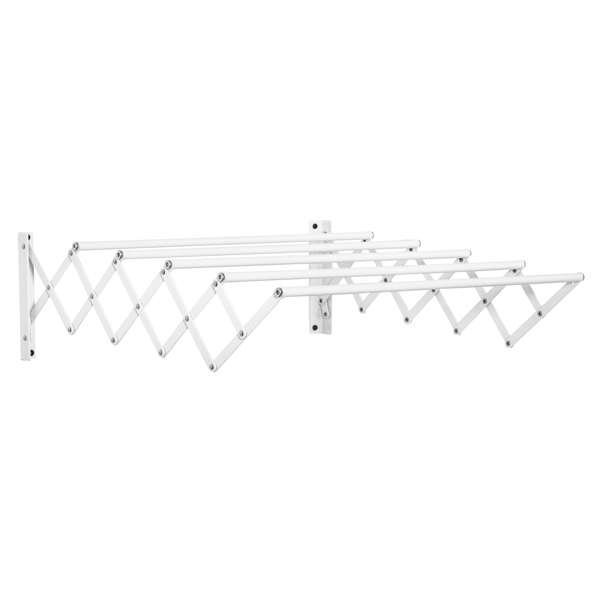 Wall-Mounted Retractable Folding Space-Saving Clothes Drying Rack, Wall Clothes Dryer for Indoor and Outdoor Use, White, 63.5 x 60 x 20 cm