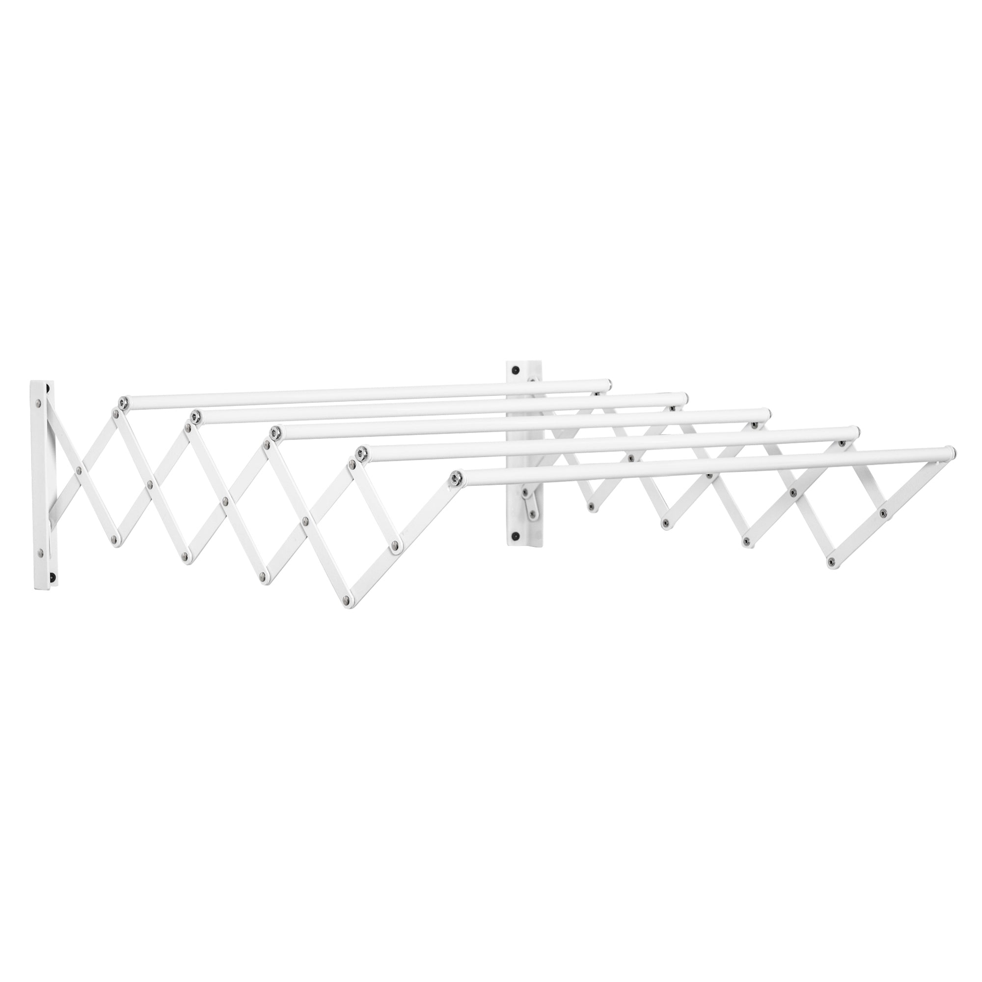 Wall-Mounted Retractable Folding Space-Saving Clothes Drying Rack, Wall Clothes Dryer for Indoor and Outdoor Use, White, 63.5 x 60 x 20 cm