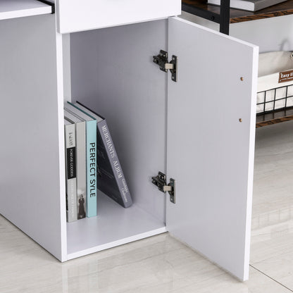 Computer Desk Multimedia Computer Table with Multiple Storage Shelves Drawer Shelf Keyboard MDF 120 x 60 x 74 cm White