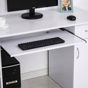 Computer Desk Multimedia Computer Table with Multiple Storage Shelves Drawer Shelf Keyboard MDF 120 x 60 x 74 cm White
