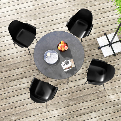 Set of 4 Garden Chairs with Non-slip Feet, Outdoor Chairs in PP and Steel, 59x55x84 cm, Black