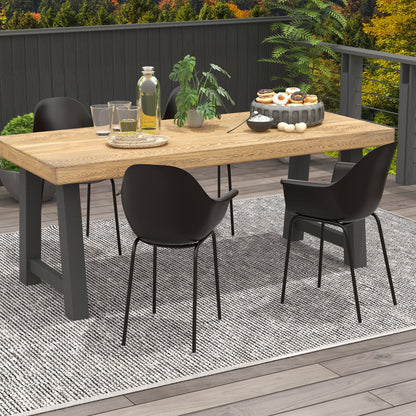 Set of 4 Garden Chairs with Non-slip Feet, Outdoor Chairs in PP and Steel, 59x55x84 cm, Black