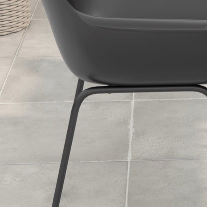 Set of 4 Garden Chairs with Non-slip Feet, Outdoor Chairs in PP and Steel, 59x55x84 cm, Black