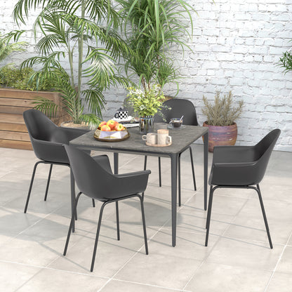 Set of 4 Garden Chairs with Non-slip Feet, Outdoor Chairs in PP and Steel, 59x55x84 cm, Black