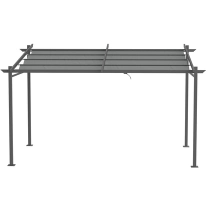 Terrace Roof Pergola approx. 4x3m Terrace Canopy Garden Pavilion Aluminum, Wall-Mounted, Garden Gazebo with Adjustable Roof, UV Protection, Sun Protection for Terrace and Garden, Dark Gray