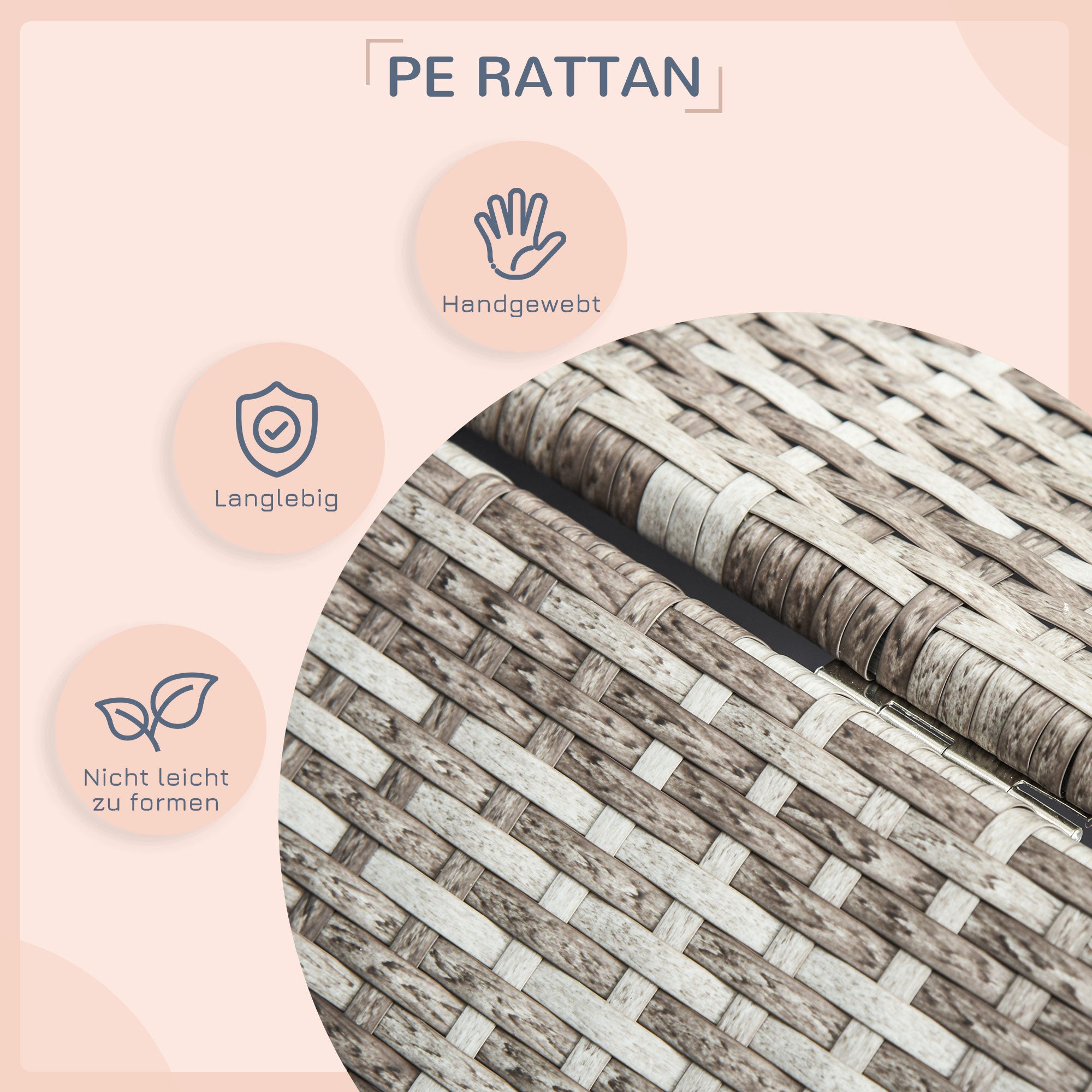 Rattan Dog Lounge Outdoor with Roof, Elevated Dog Bed for Small and Medium Dogs, Cooling Pet Lounger with Metal Frame, Pet Bed for Outdoors, 69 x 98 x 70 cm, Gray