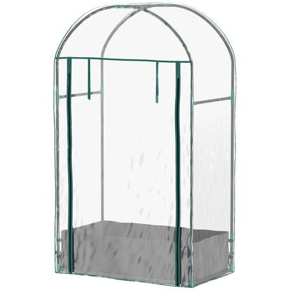 Garden Greenhouse, Balcony Greenhouse, Reinforced PVC Cover, Steel Frame, Roll-Up Zippered Door, with Planting Bag, for Vegetables Plants, Indoor and Outdoor, 89x50x152cm transparent