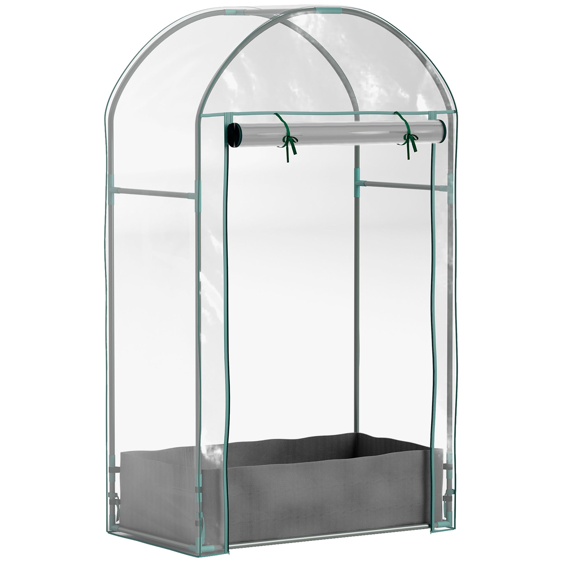 Garden Greenhouse, Balcony Greenhouse, Reinforced PVC Cover, Steel Frame, Roll-Up Zippered Door, with Planting Bag, for Vegetables Plants, Indoor and Outdoor, 89x50x152cm transparent