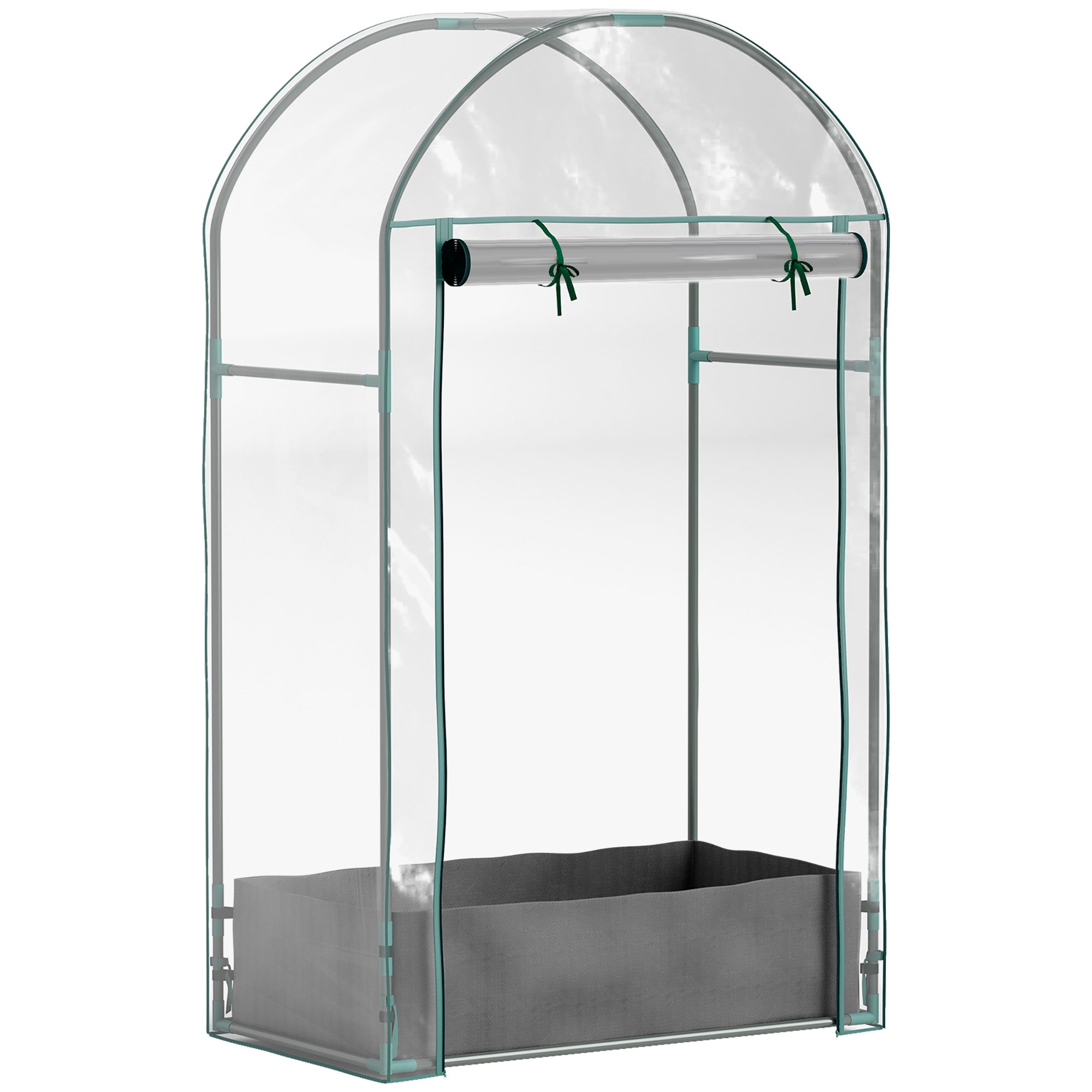 Garden Greenhouse, Balcony Greenhouse, Reinforced PVC Cover, Steel Frame, Roll-Up Zippered Door, with Planting Bag, for Vegetables Plants, Indoor and Outdoor, 89x50x152cm transparent