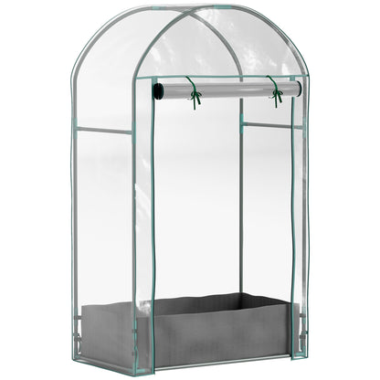 Garden Greenhouse, Balcony Greenhouse, Reinforced PVC Cover, Steel Frame, Roll-Up Zippered Door, with Planting Bag, for Vegetables Plants, Indoor and Outdoor, 89x50x152cm transparent
