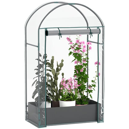 Garden Greenhouse, Balcony Greenhouse, Reinforced PVC Cover, Steel Frame, Roll-Up Zippered Door, with Planting Bag, for Vegetables Plants, Indoor and Outdoor, 89x50x152cm transparent