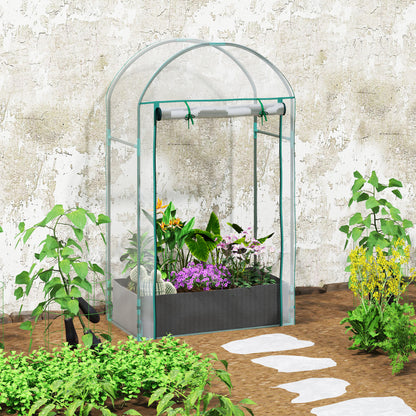 Garden Greenhouse, Balcony Greenhouse, Reinforced PVC Cover, Steel Frame, Roll-Up Zippered Door, with Planting Bag, for Vegetables Plants, Indoor and Outdoor, 89x50x152cm transparent