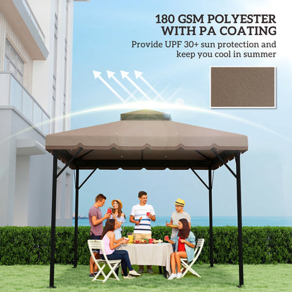 Replacement Canopy for 3 x 3 m Gazebo — Water-Resistant Double Roof with Drainage Holes, Polyester Cover, Khaki