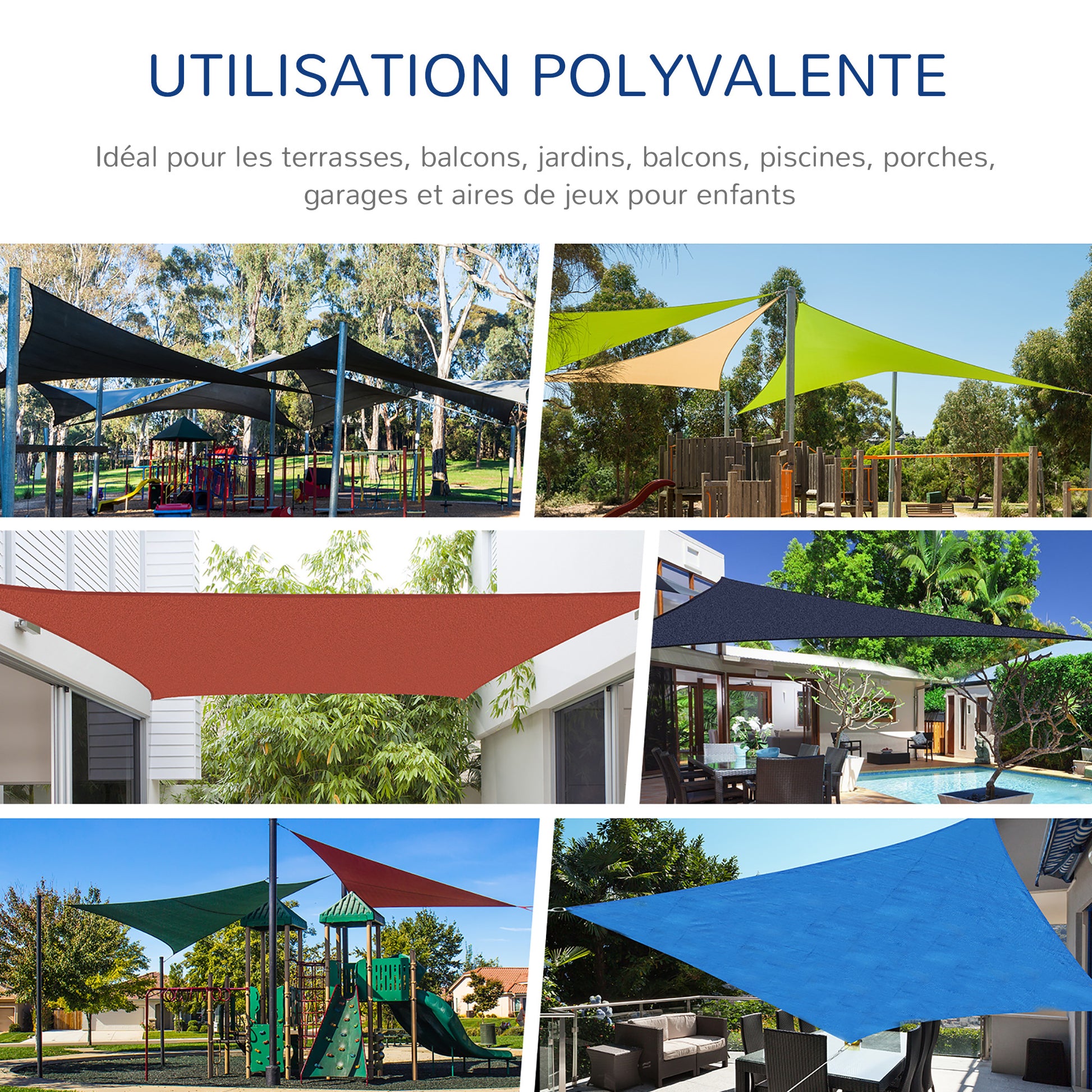 Large Triangular Shade Sail 4 x 4 x 4 m High-Density Polyethylene UV-Resistant Sand Color
