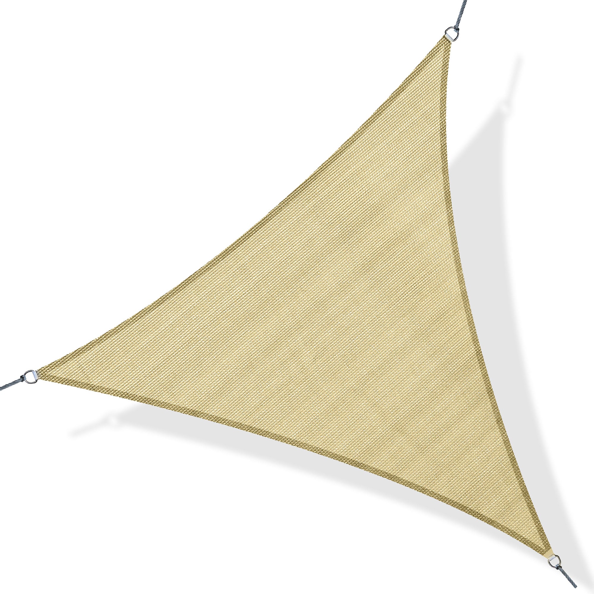 Large Triangular Shade Sail 4 x 4 x 4 m High-Density Polyethylene UV-Resistant Sand Color