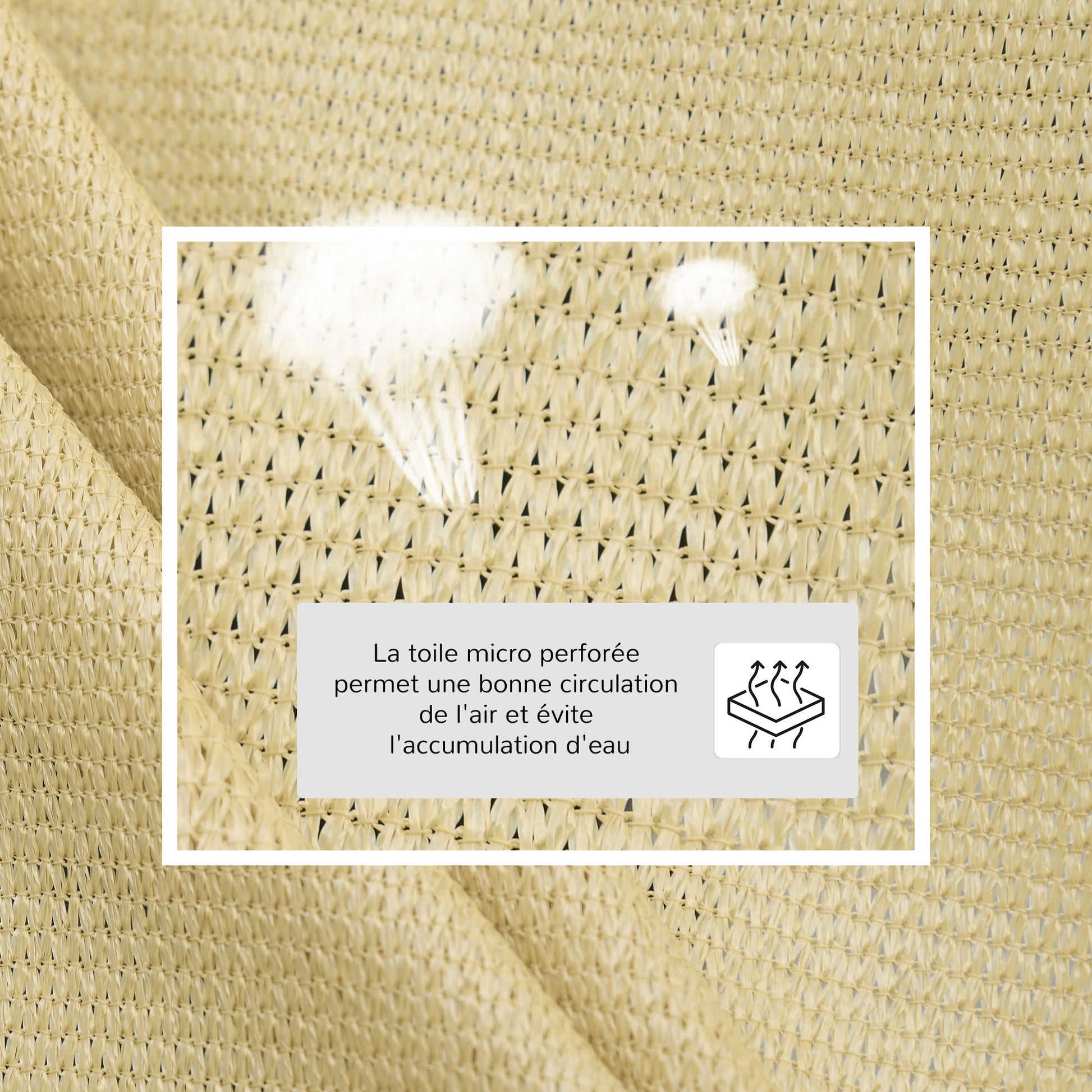 Large Triangular Shade Sail 4 x 4 x 4 m High-Density Polyethylene UV-Resistant Sand Color