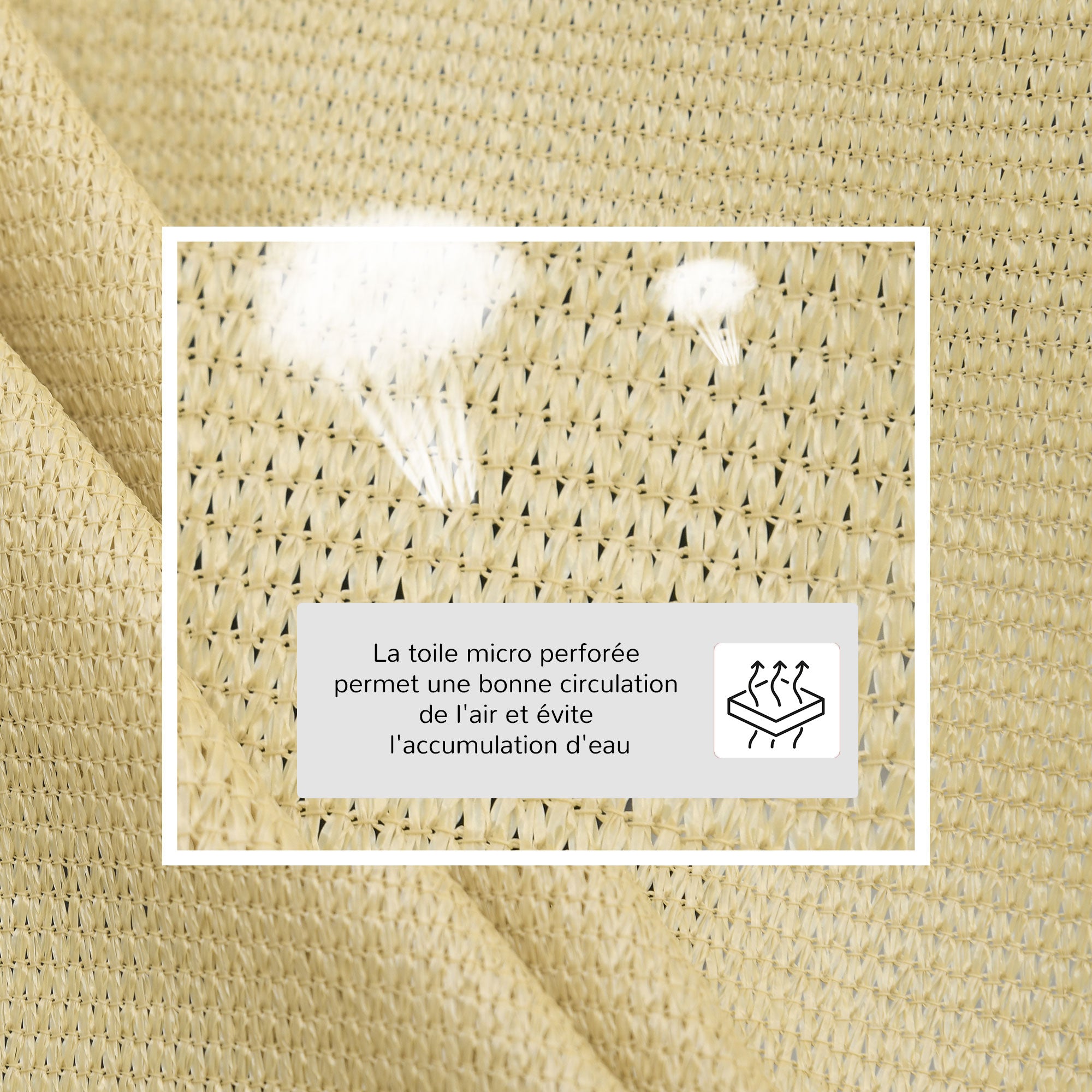 Large Triangular Shade Sail 4 x 4 x 4 m High-Density Polyethylene UV-Resistant Sand Color