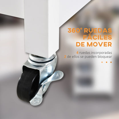 Kitchen Cart Auxiliary Trolley with Wheels 1 Drawer 1 Cabinet 3 Open Shelves Storage for Dining Room 66x39.5x86.5 cm White