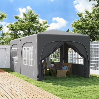 Pavilion approx. 3x6m, water-resistant Stable Winterproof Pop-up Folding Pavilion, UV Protection 50+, Foldable Party Tent Garden Tent with 6 Side Parts Bag Garden Pavilion for Camping Garden, Light Gray