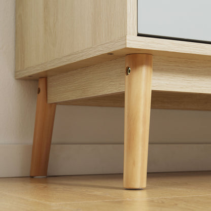 Sideboard Storage Cabinet with 2 Closed Cabinets and 2 Drawers Raised Pine Wood Legs for Kitchen Bedroom Entryway 100x40x79.5 cm Multicolor