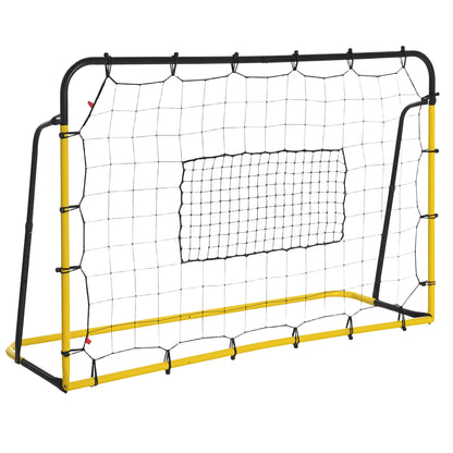 Kickback Soccer Rebound Goal Net for Soccer, Basketball, and Baseball, Steel+PE, Yellow+Black, 184 x 63 x 123 cm