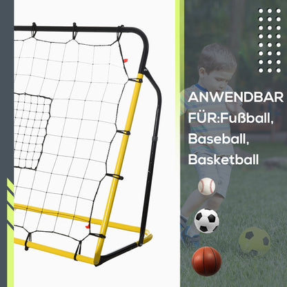 Kickback Soccer Rebound Goal Net for Soccer, Basketball, and Baseball, Steel+PE, Yellow+Black, 184 x 63 x 123 cm