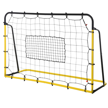 Kickback Soccer Rebound Goal Net for Soccer, Basketball, and Baseball, Steel+PE, Yellow+Black, 184 x 63 x 123 cm