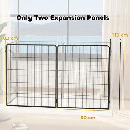 2-Piece Set Expansion 2 Dog Fence Panels for Outdoor Enclosure, 80 x 100 cm Steel Puppy Pen for Small to Large Dogs Gray