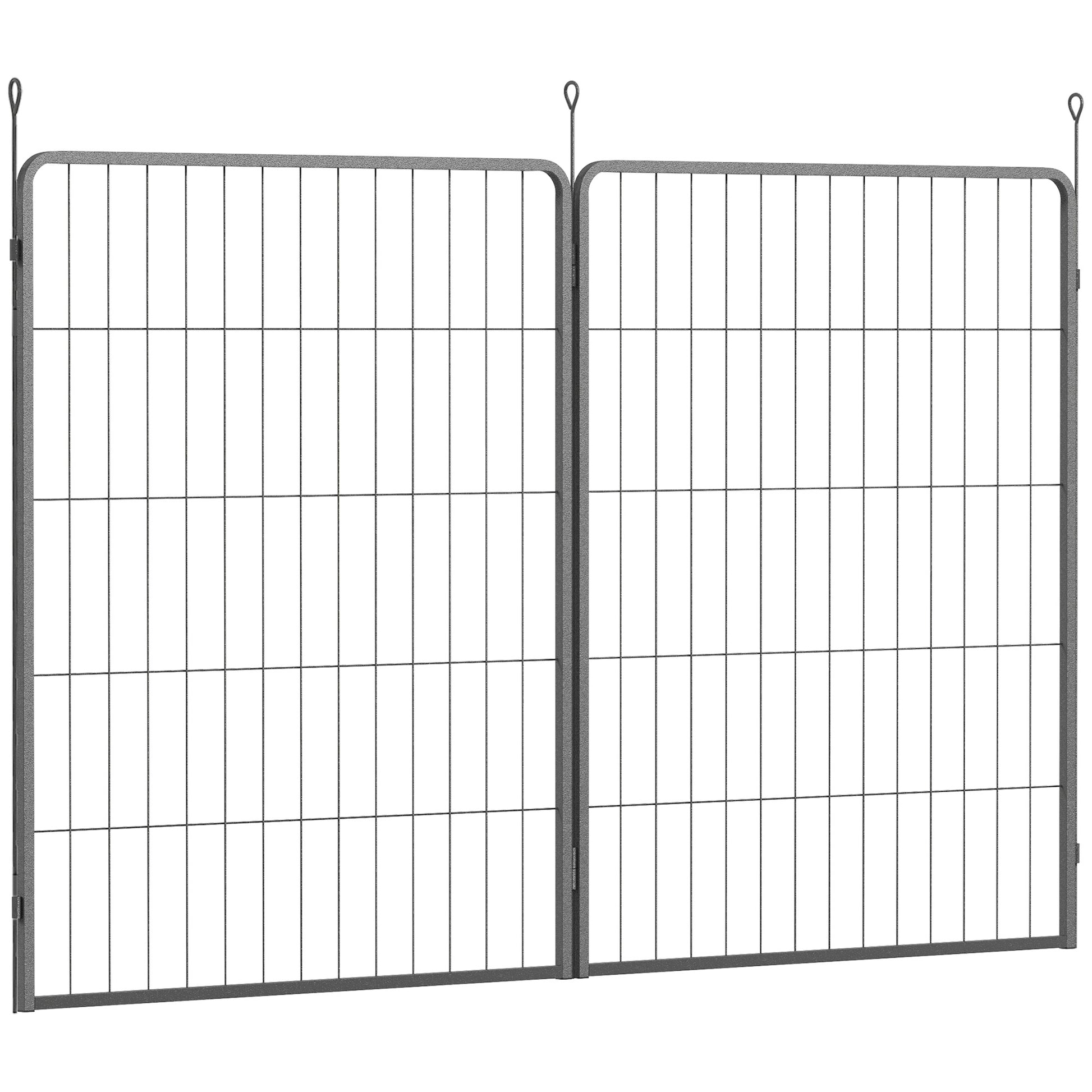 2-Piece Set Expansion 2 Dog Fence Panels for Outdoor Enclosure, 80 x 100 cm Steel Puppy Pen for Small to Large Dogs Gray