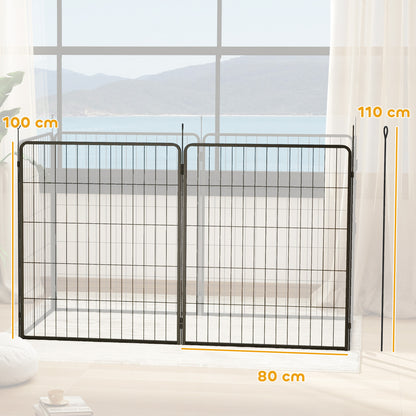 2-Piece Set Expansion 2 Dog Fence Panels for Outdoor Enclosure, 80 x 100 cm Steel Puppy Pen for Small to Large Dogs Gray